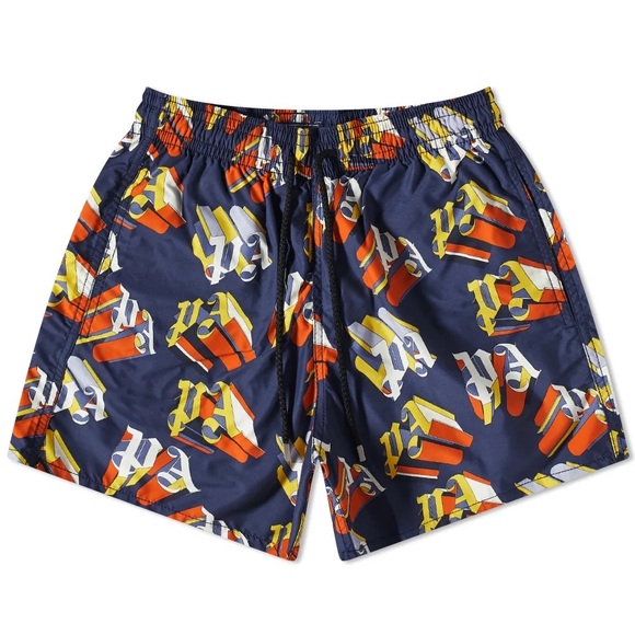 PALM ANGELS X VILBREQUIN MONOGRAMMED LOGO SWIM SHORTS SIZE S - Picture 1 of 15